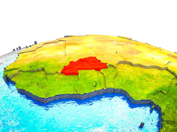 Burkina Faso Ziemi Krajami Widoczna Niebieskiego Morza Falami Ilustracja — Zdjęcie stockowe
