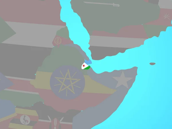 Dzsibuti Nemzeti Zászló Kék Politikai Világ Illusztráció — Stock Fotó