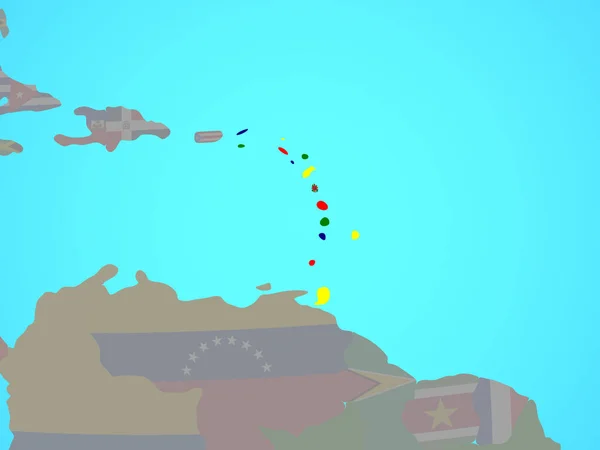 Карибский Бассейн Национальным Флагом Голубом Политическом Глобусе Иллюстрация — стоковое фото