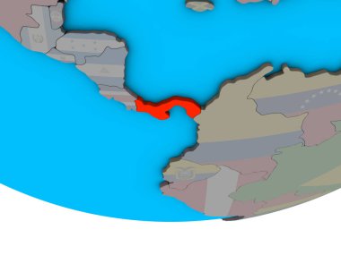 Panama ile basit siyasi 3d dünya üzerinde katıştırılmış ulusal bayrak. 3D çizim.