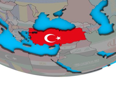 Katıştırılmış ulusal bayrak basit siyasi 3d dünya üzerinde hindi. 3D çizim.