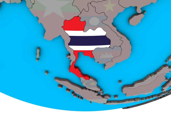 Tailandia Con Bandera Nacional Incrustada Simple Globo Político Ilustración —  Fotos de Stock