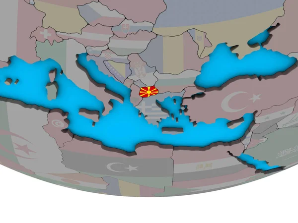 Macedônia Com Bandeira Nacional Embutida Mundo Político Simples Ilustração — Fotografia de Stock