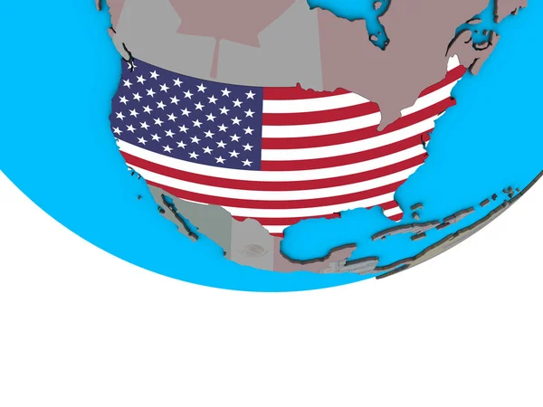Сша Встроенным Национальным Флагом Простом Политическом Глобусе Иллюстрация — стоковое фото