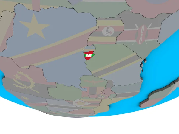 간단한 정치적인 지구에 국기와 부룬디 일러스트 — 스톡 사진