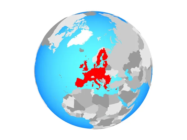 Unii Europejskiej Niebieski Globus Polityczny Ilustracja Białym Tle — Zdjęcie stockowe