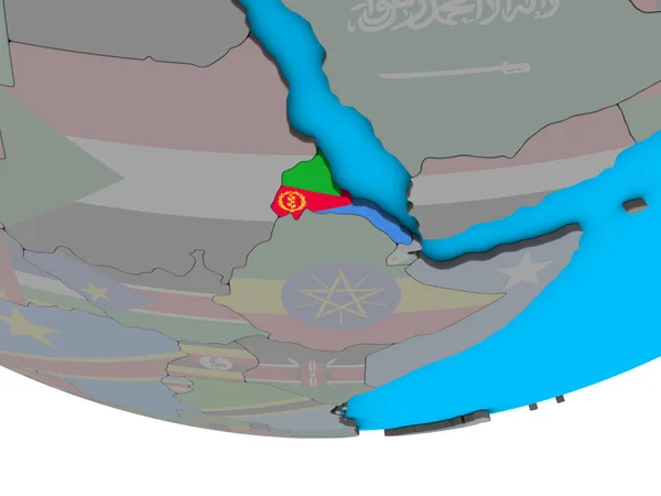 Eritrea Embedded National Flag Simple Political Globe Illustration — Stock Photo, Image