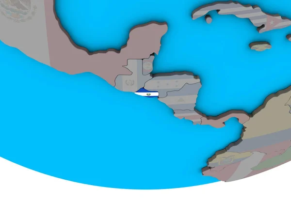 Сальвадор Встроенным Национальным Флагом Простом Политическом Глобусе Иллюстрация — стоковое фото