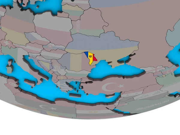 Moldavië Met Ingesloten Nationale Vlag Eenvoudige Politieke Globe Illustratie — Stockfoto