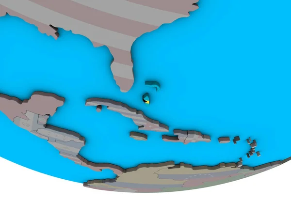 巴哈马在简单的政治3D 地球上嵌入国旗 — 图库照片