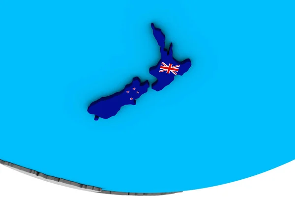 New Zealand Embedded National Flag Simple Political Globe Illustration — Stock Photo, Image