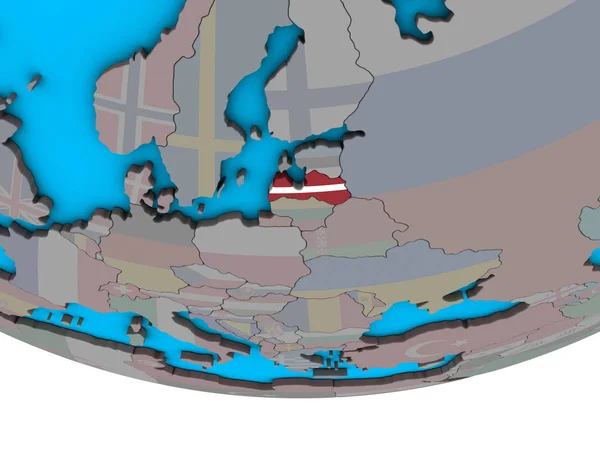 Letland Met Ingesloten Nationale Vlag Eenvoudige Politieke Globe Illustratie — Stockfoto