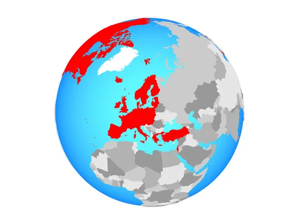 Europejskich Członków Oecd Niebieski Globus Polityczny Ilustracja Białym Tle — Zdjęcie stockowe