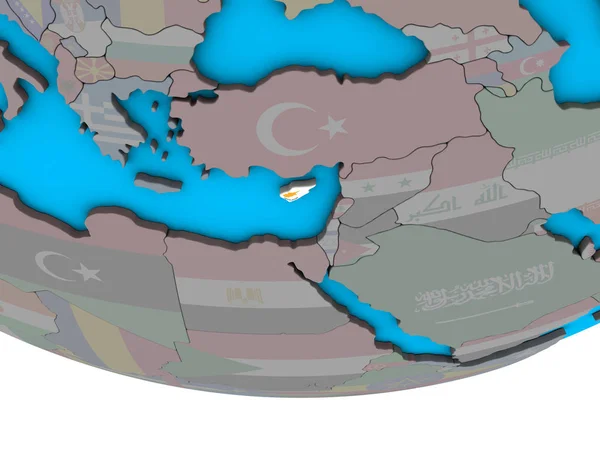 単純な政治的な 地球儀上の埋め込まれた国旗とキプロス イラストレーション — ストック写真