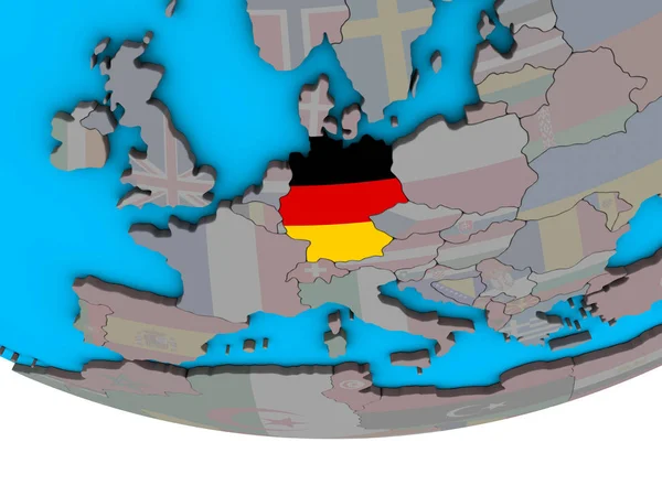 Alemania Con Bandera Nacional Incrustada Simple Globo Político Ilustración — Foto de Stock