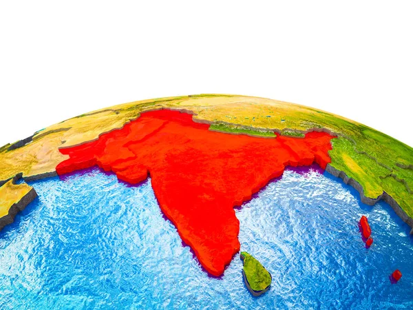 India Britannica Sulla Terra Con Paesi Visibili Oceani Blu Con — Foto Stock