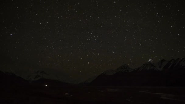 Natt Timelapse Aoraki Mount Cook National Park Nya Zeeland Med — Stockvideo