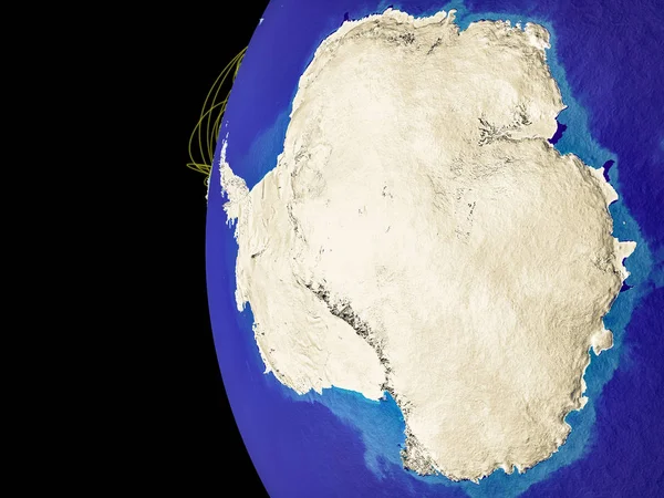 Ανταρκτική Από Χώρο Στον Πλανήτη Γραμμές Που Αντιπροσωπεύουν Την Παγκόσμια — Φωτογραφία Αρχείου