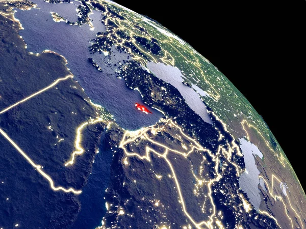 Cyprus at night from orbit. Plastic planet surface with visible city lights. 3D illustration. Elements of this image furnished by NASA.