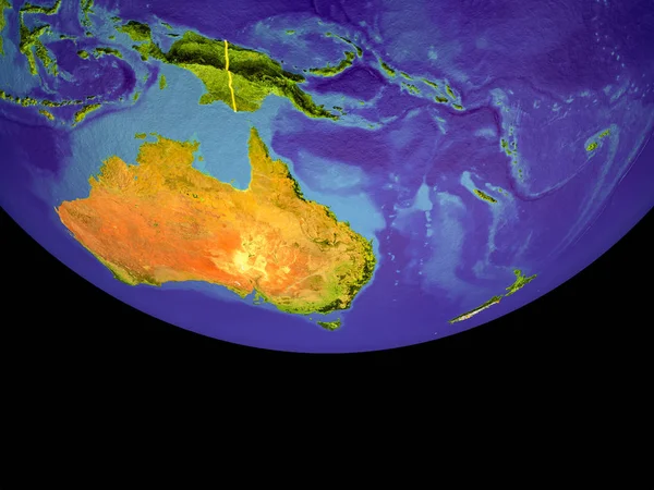 Австралия Космоса Красиво Детализированная Пластиковая Поверхность Планеты Горами Голубыми Океанами — стоковое фото