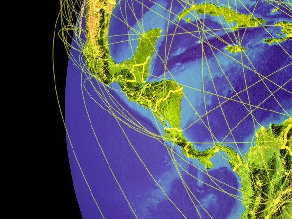 Amérique Centrale Depuis Espace Sur Planète Terre Avec Des Lignes — Photo