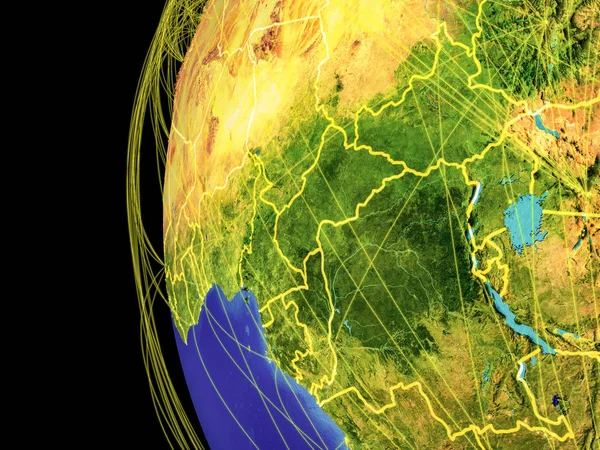 África Central Desde Espacio Planeta Tierra Con Líneas Que Representan —  Fotos de Stock