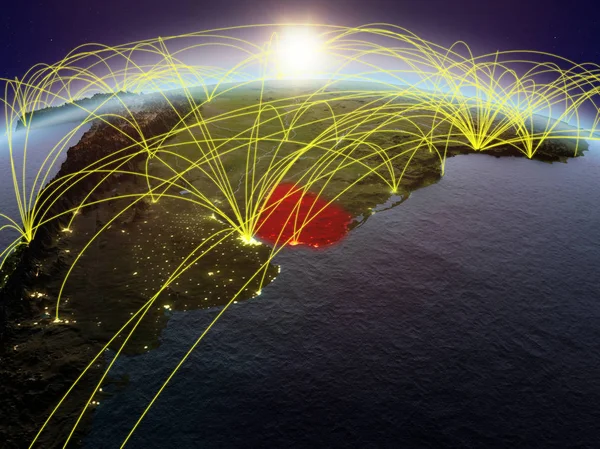 Uruguay Sul Pianeta Terra All Alba Con Una Rete Internazionale — Foto Stock