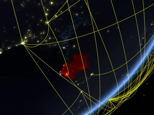 Gabon Het Model Van Planeet Aarde Met Netwerk Bij Nacht — Stockfoto