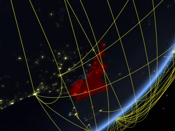 Камерун Моделі Планети Земля Мережі Ніч Концепція Нової Технології Спілкування — стокове фото