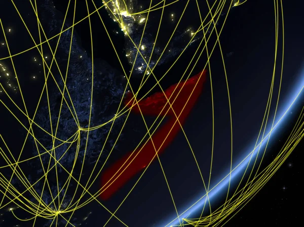 Somalie Sur Modèle Planète Terre Avec Réseau Nuit Concept Nouvelles — Photo