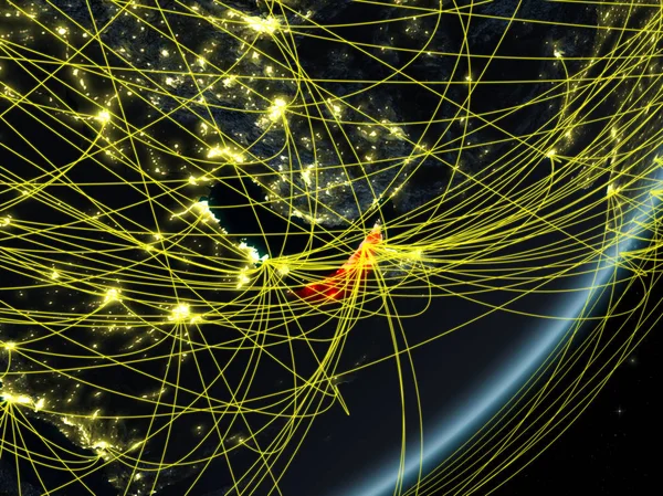 Zjednoczone Emiraty Arabskie Modelu Planety Ziemia Sieci Nocy Koncepcja Nowej — Zdjęcie stockowe