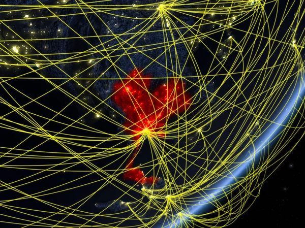 Thaïlande Sur Modèle Planète Terre Avec Réseau Nuit Concept Nouvelles — Photo