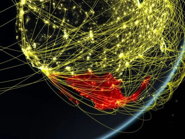 Mexico Het Model Van Planeet Aarde Met Netwerk Bij Nacht — Stockfoto
