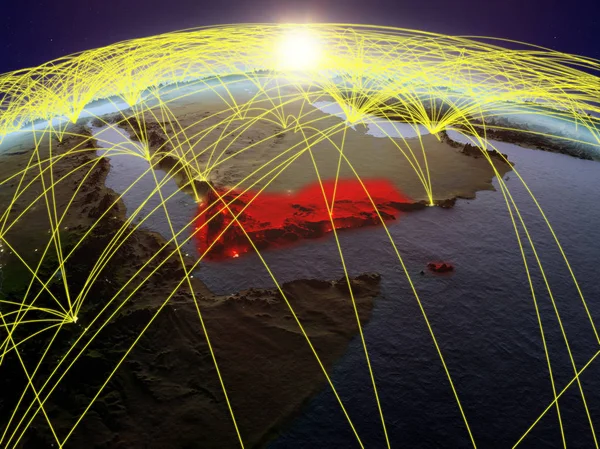 Ємен Планеті Земля Під Час Світанку Міжнародної Мережі Представлення Язку — стокове фото