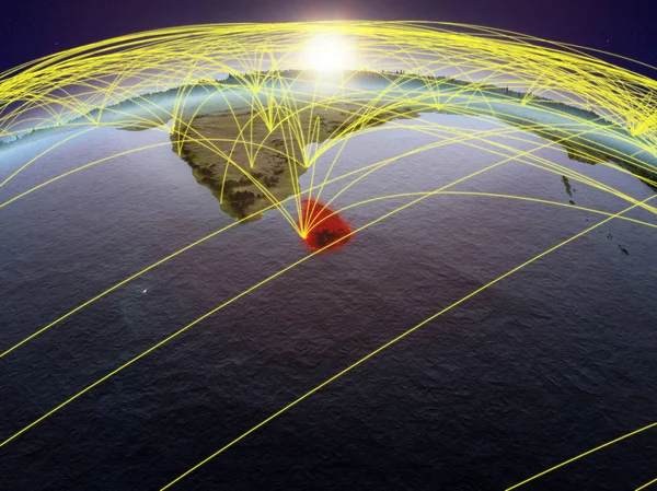 Sri Lanka Planeet Aarde Tijdens Zonsopgang Met Wereldwijd Netwerk Communicatie — Stockfoto