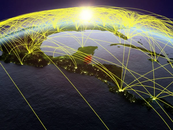 国際的なネットワーク通信 旅行および接続を表す夜明けの間に地球上のベリーズ イラスト Nasa から提供されたこのイメージの要素 — ストック写真