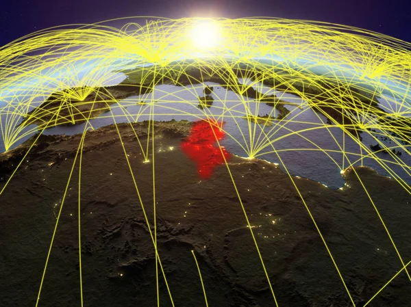 Túnez Planeta Tierra Durante Amanecer Con Una Red Internacional Que —  Fotos de Stock