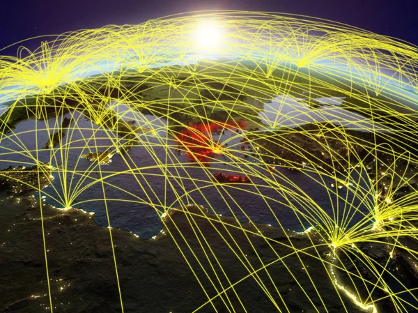 Griechenland Auf Dem Planeten Erde Der Morgendämmerung Mit Einem Internationalen — Stockfoto