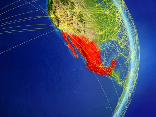 墨西哥在行星地球上与网络 旅行和通信的概念 美国宇航局提供的这张图片的元素 — 图库照片