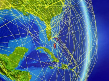 Bahamalar gezegen Planet Earth ile ağ. Bağlantı, seyahat ve iletişim kavramı. 3D çizim. Nasa tarafından döşenmiş bu görüntü unsurları.
