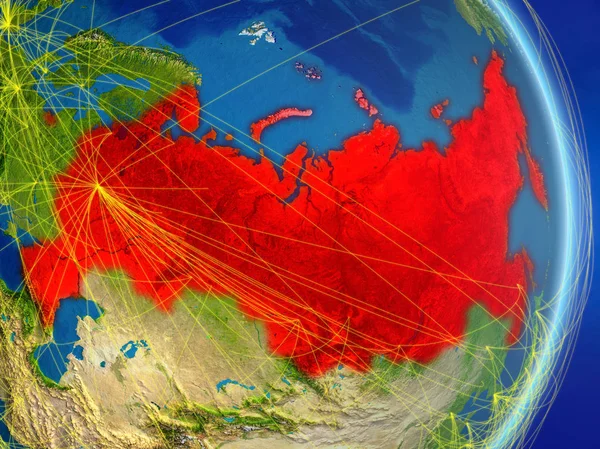 俄罗斯在行星地球上的网络 旅行和通信的概念 美国宇航局提供的这张图片的元素 — 图库照片