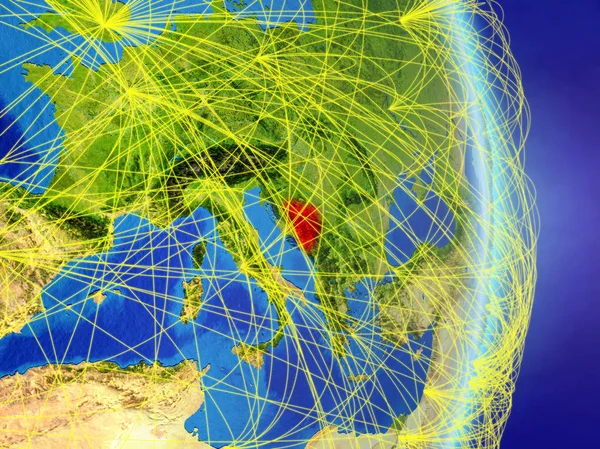 Bosnia Erzegovina Sul Pianeta Terra Con Rete Concetto Connettività Viaggio — Foto Stock