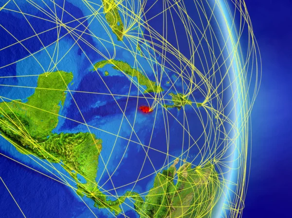 Jamaica Auf Dem Planeten Erde Mit Netzwerk Konzept Von Konnektivität — Stockfoto