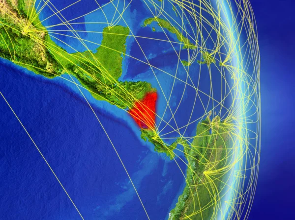 Nicaragua Planet Planet Earth Network Concept Connectivity Travel Communication Illustration — Stock Photo, Image