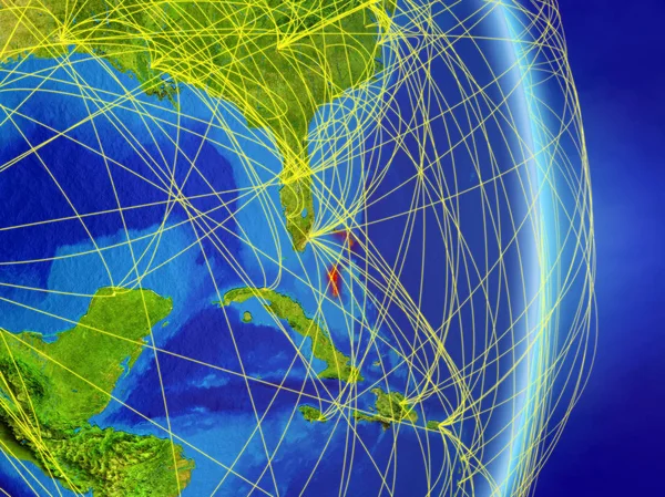 Bahamas Planeta Terra Com Rede Conceito Conectividade Viagens Comunicação Ilustração — Fotografia de Stock
