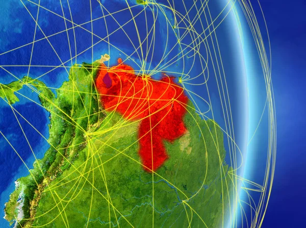Venezuela Auf Dem Planeten Erde Mit Netzwerk Konzept Von Konnektivität — Stockfoto