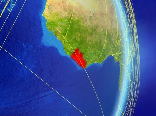 Libéria Planeta Terra Com Rede Conceito Conectividade Viagens Comunicação Ilustração — Fotografia de Stock
