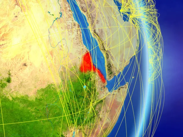 Érythrée Sur Planète Terre Avec Réseau Concept Connectivité Voyage Communication — Photo