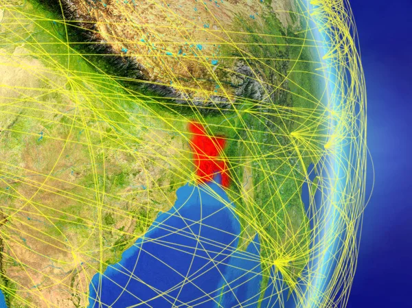 Bangladesh Planeta Terra Com Rede Conceito Conectividade Viagens Comunicação Ilustração — Fotografia de Stock