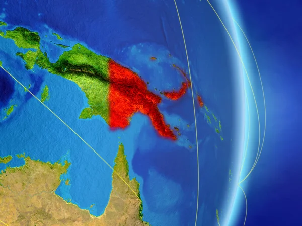 Papua Nova Guiné Planeta Terra Com Rede Conceito Conectividade Viagens — Fotografia de Stock
